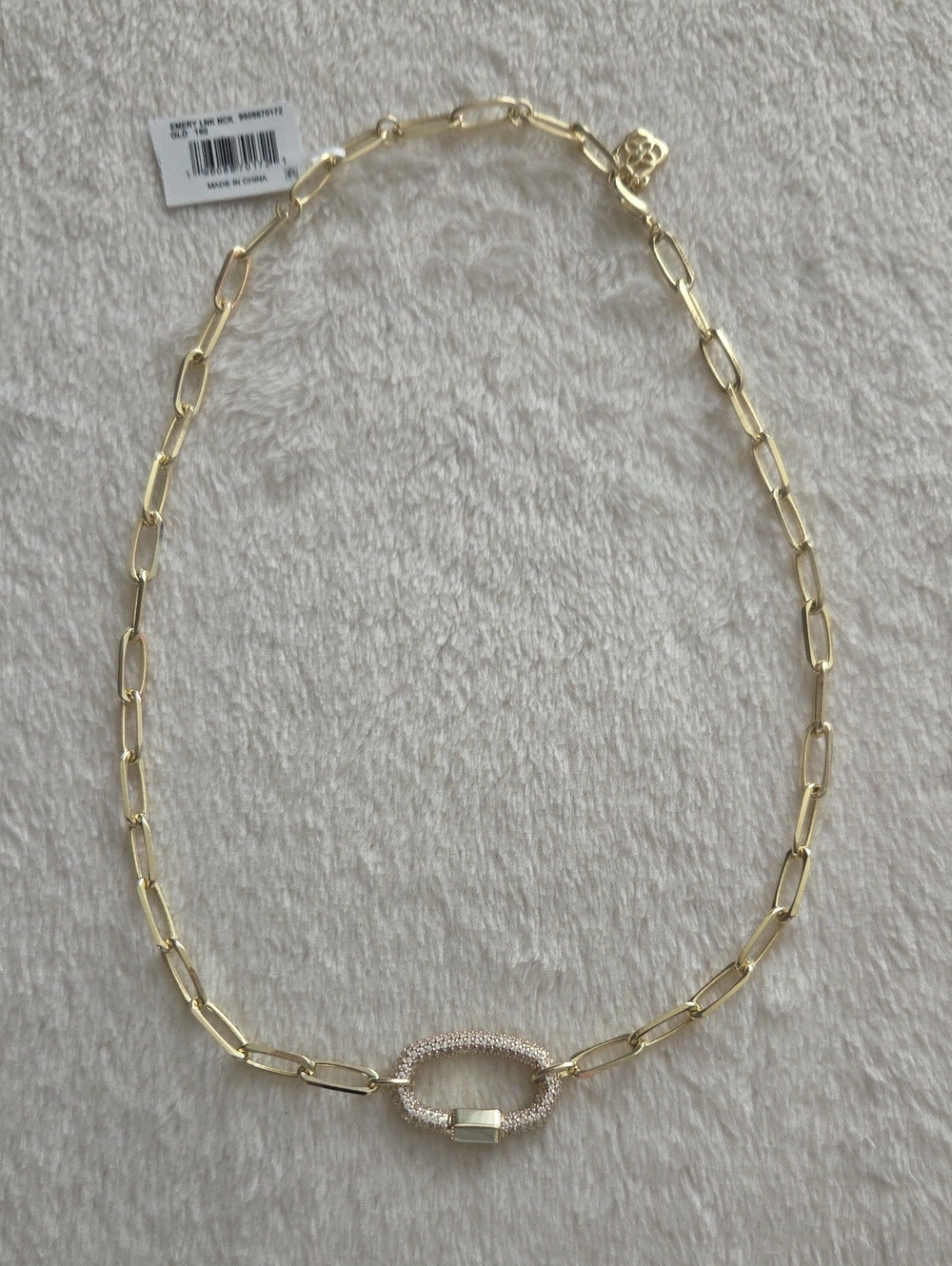 NWT Kendra Scott Emery Necklace Gold Pave Crystal Link New - Picture 4 of 8